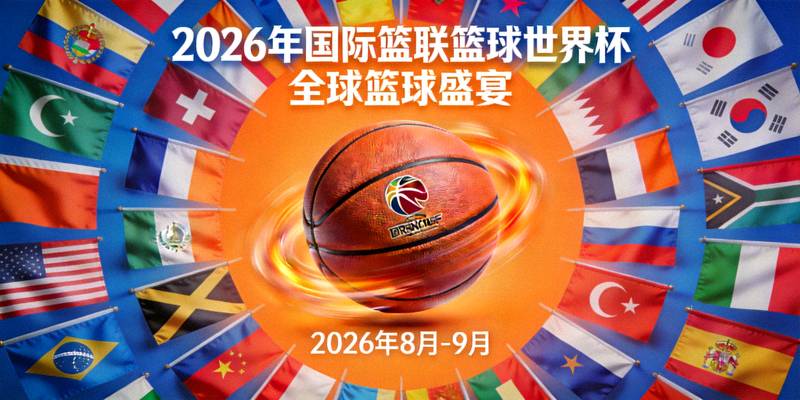 2026年国际篮联篮球世界杯宣传图 - 各国国旗与篮球